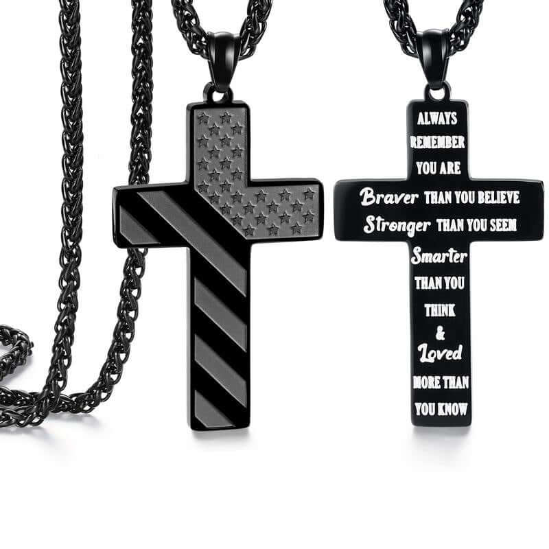 American Flag Cross Necklace - Exactly Bliss