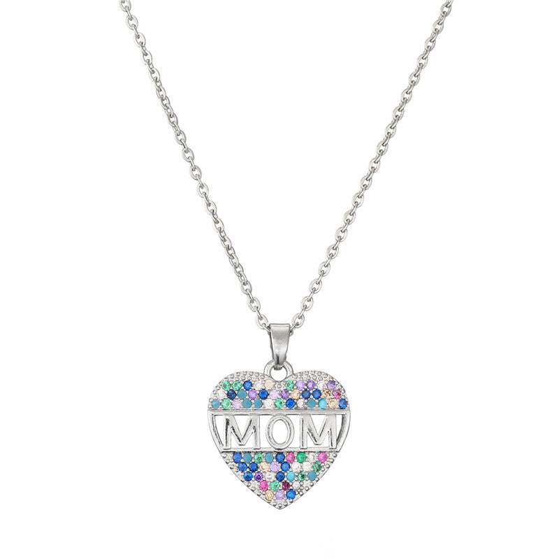 Mothers Day Gift Peach Heart MOM Pendant Necklace Copper - Exactly Bliss