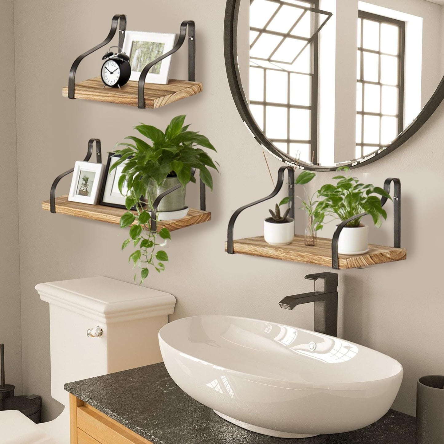 Rustic Look Floating Shelves 3 Piece