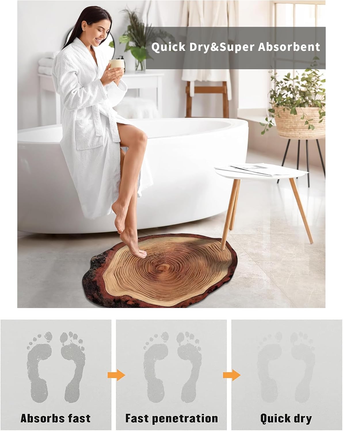 Wood Slice Super Absorbent Rug