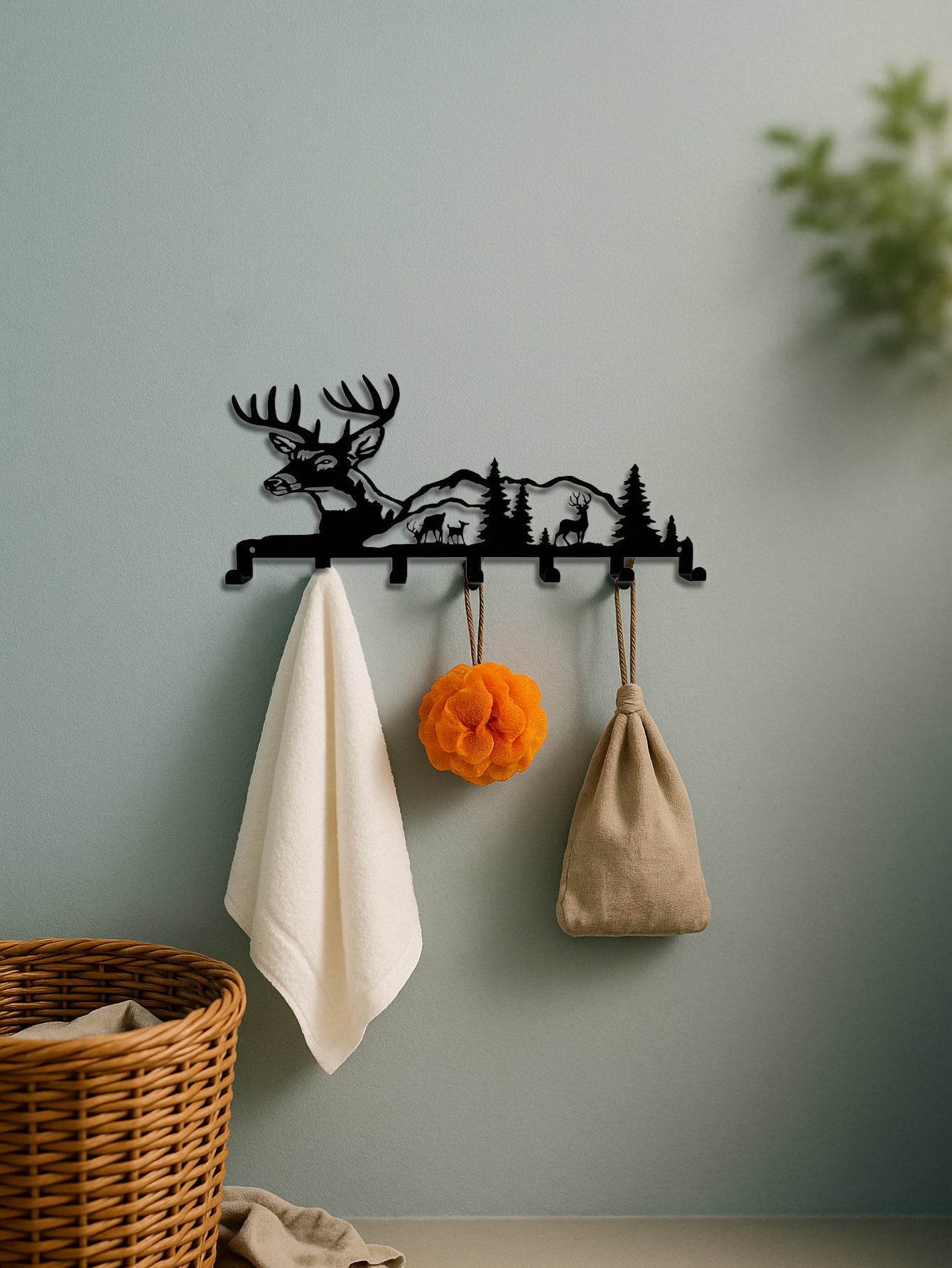 Deer Scene Wall Key Hooks