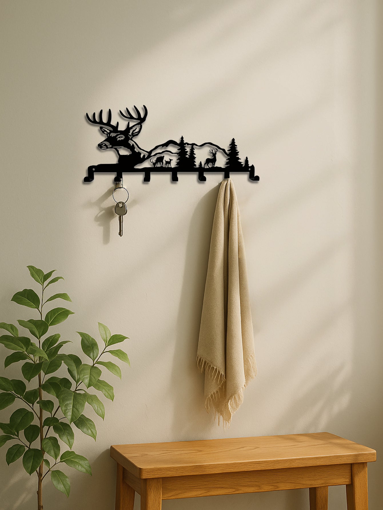 Deer Scene Wall Key Hooks