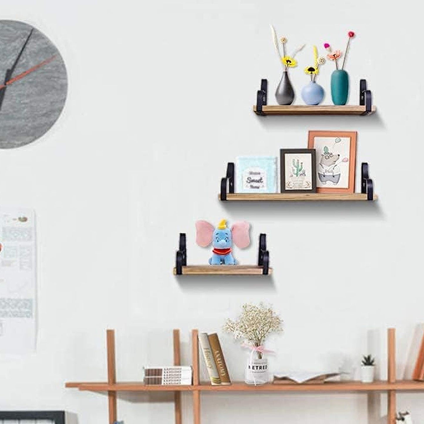 Rustic Look Floating Shelves 3 Piece