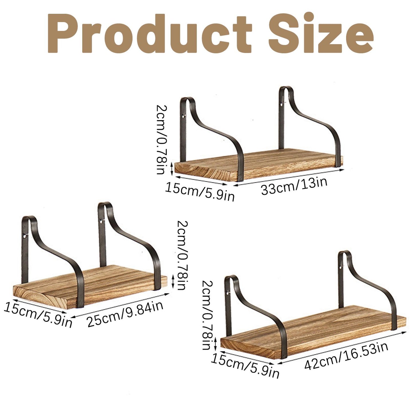 Rustic Look Floating Shelves 3 Piece