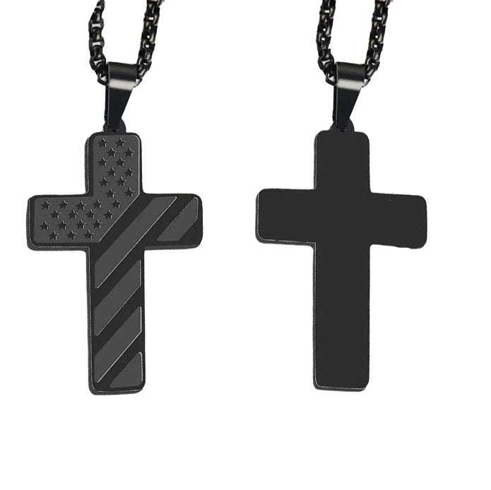American Flag Cross Necklace - Exactly Bliss