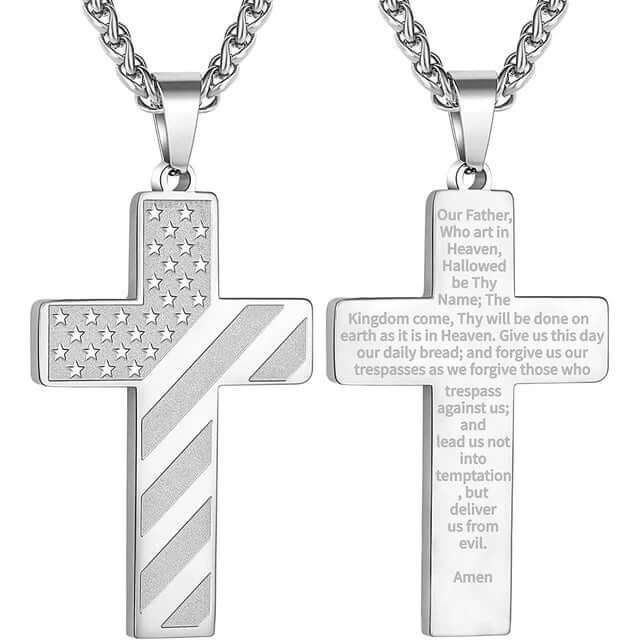 American Flag Cross Necklace - Exactly Bliss