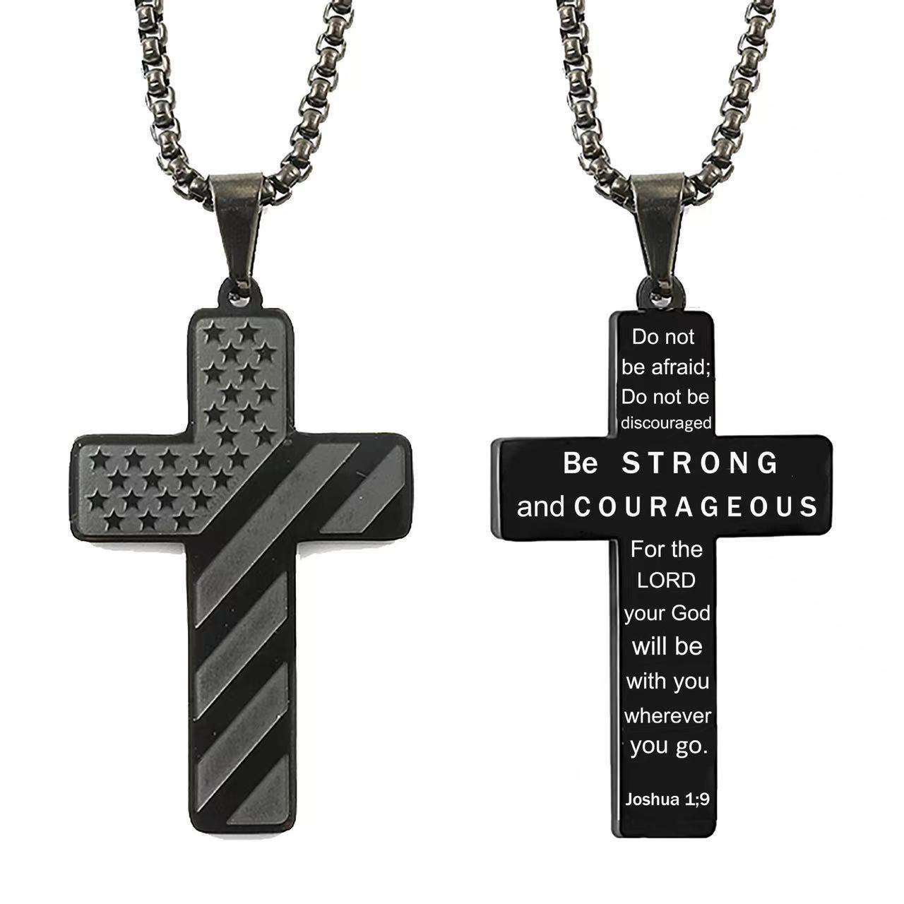 American Flag Cross Necklace - Exactly Bliss