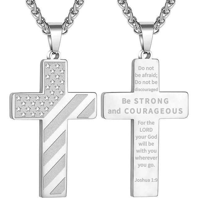 American Flag Cross Necklace - Exactly Bliss