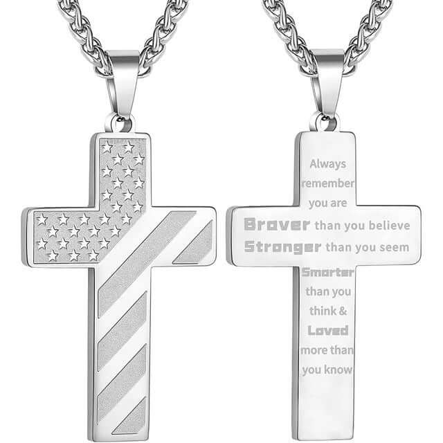 American Flag Cross Necklace - Exactly Bliss