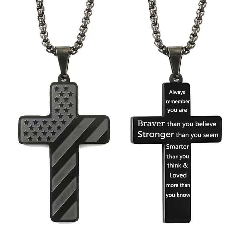 American Flag Cross Necklace - Exactly Bliss