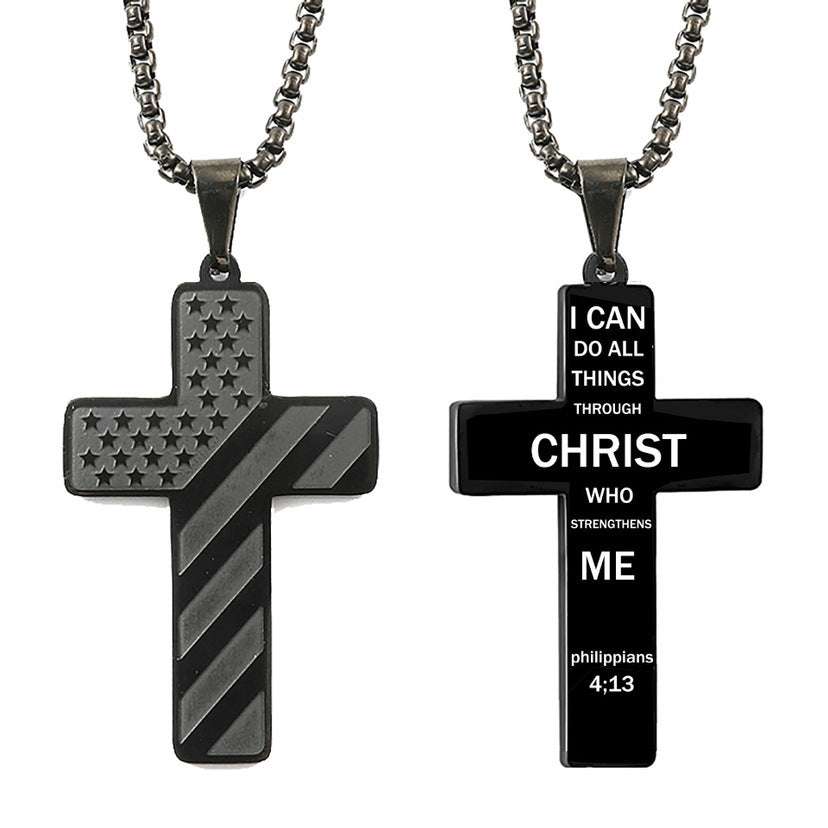 American Flag Cross Necklace - Exactly Bliss