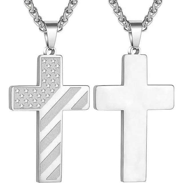 American Flag Cross Necklace - Exactly Bliss