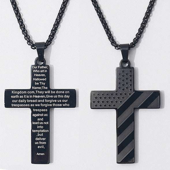 American Flag Cross Necklace - Exactly Bliss
