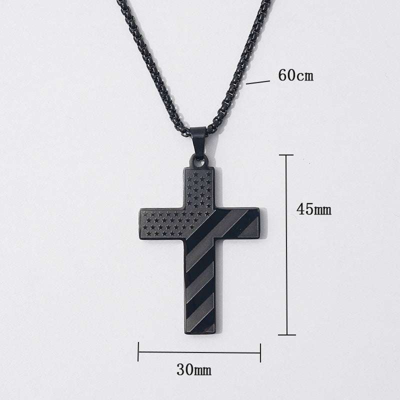 American Flag Cross Necklace - Exactly Bliss