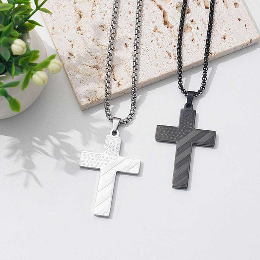 American Flag Cross Necklace - Exactly Bliss