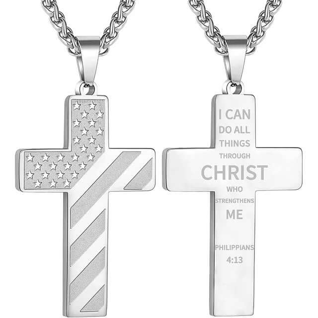 American Flag Cross Necklace - Exactly Bliss