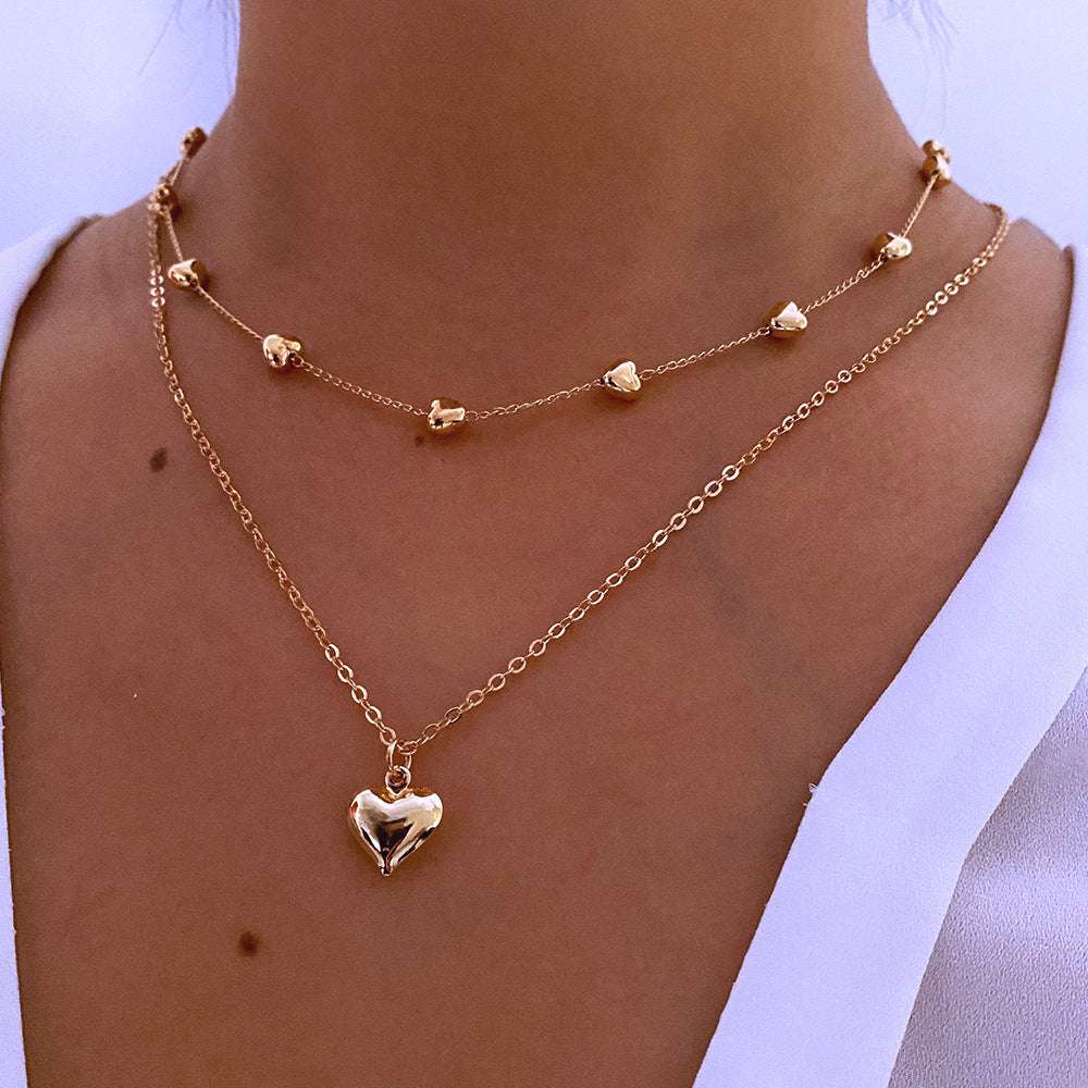 Double - layer Heart Pendant Necklace - Exactly Bliss