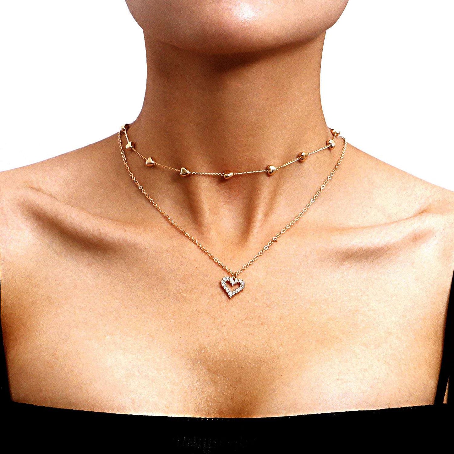Double - layer Heart Pendant Necklace - Exactly Bliss