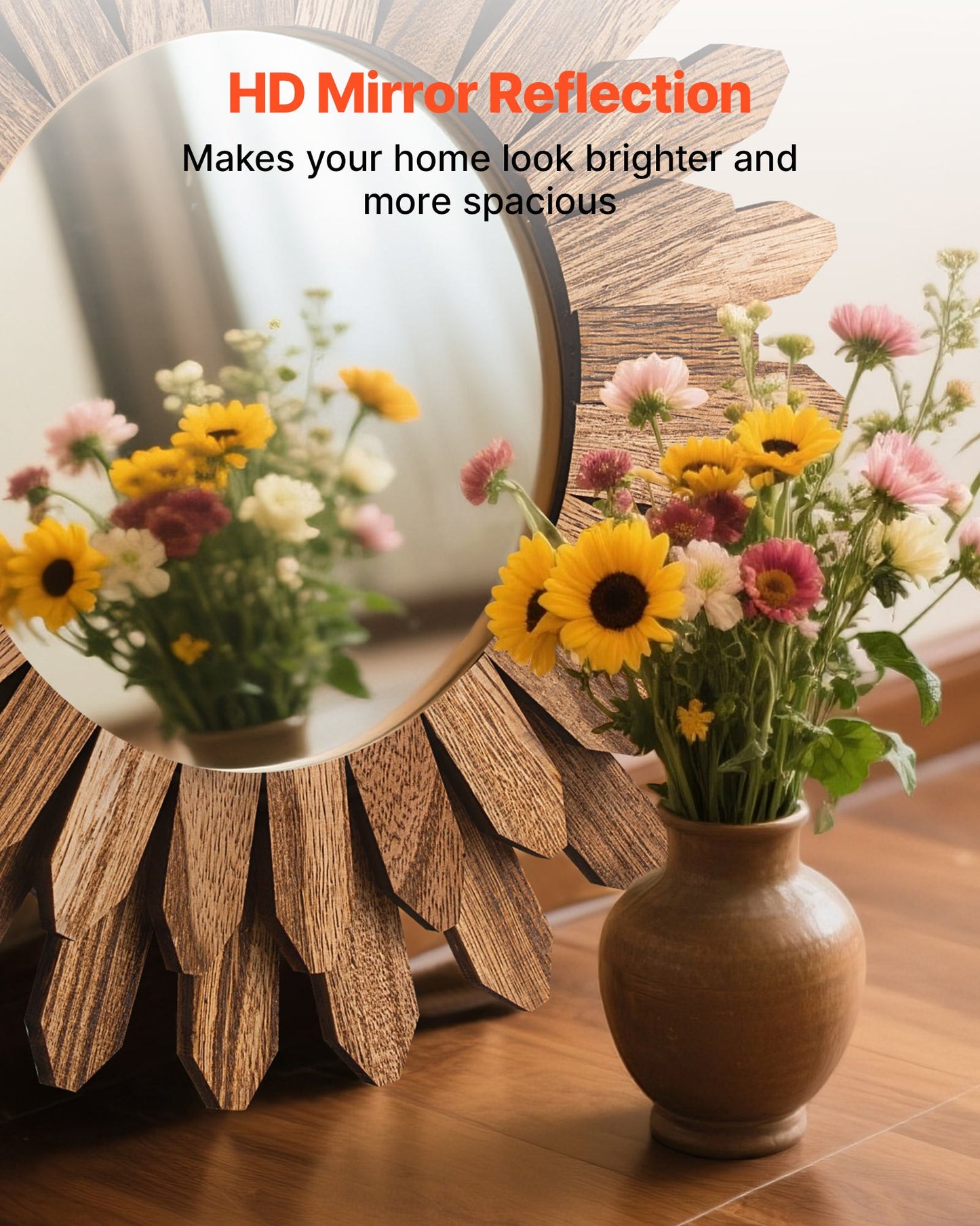 Decorative Wall Mounted Mirror w/ Rustic Wood