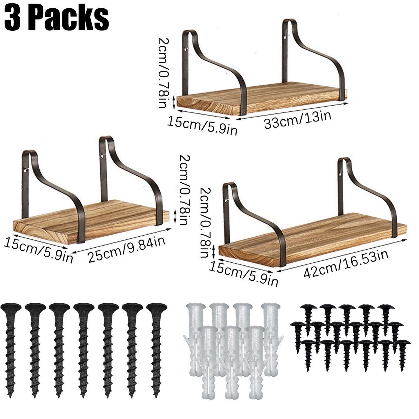 Rustic Look Floating Shelves 3 Piece