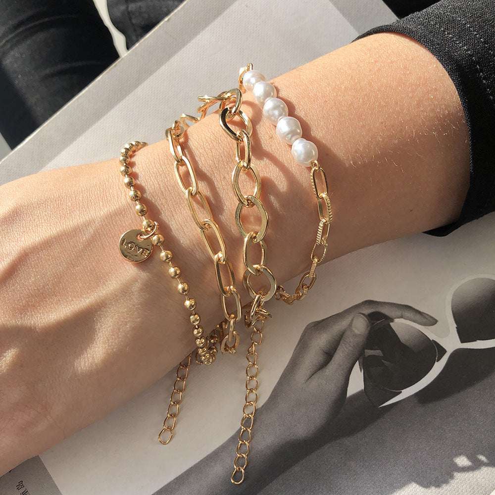 Geometric Pearl Bracelet Set - Exactly Bliss
