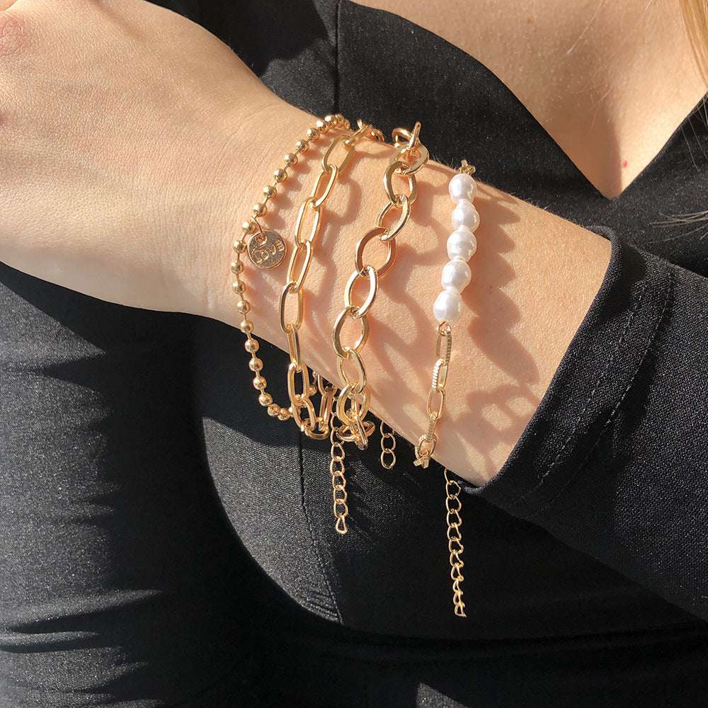 Geometric Pearl Bracelet Set - Exactly Bliss