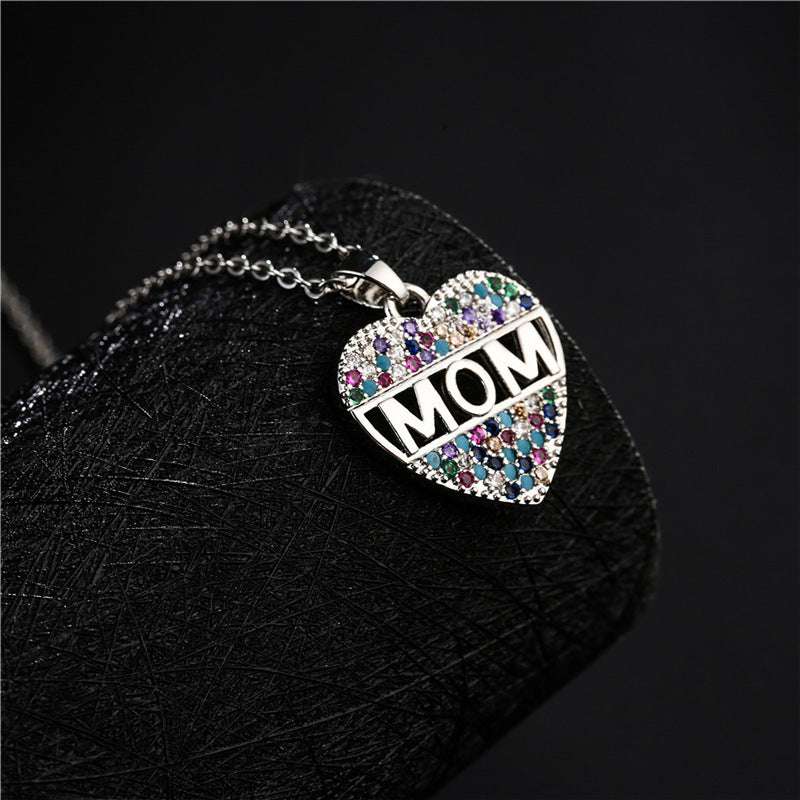 Mothers Day Gift Peach Heart MOM Pendant Necklace Copper - Exactly Bliss
