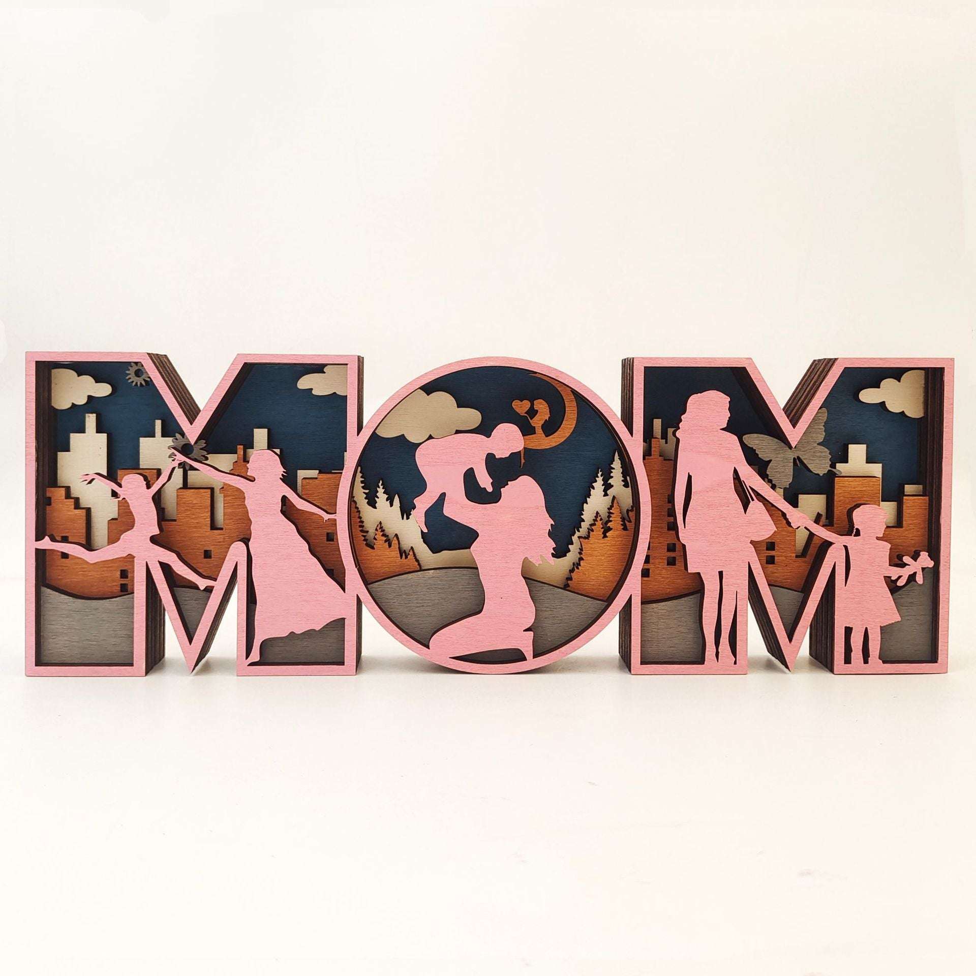 Radiant Moments Wooden MOM or DAD Shadow Box Light - Exactly Bliss