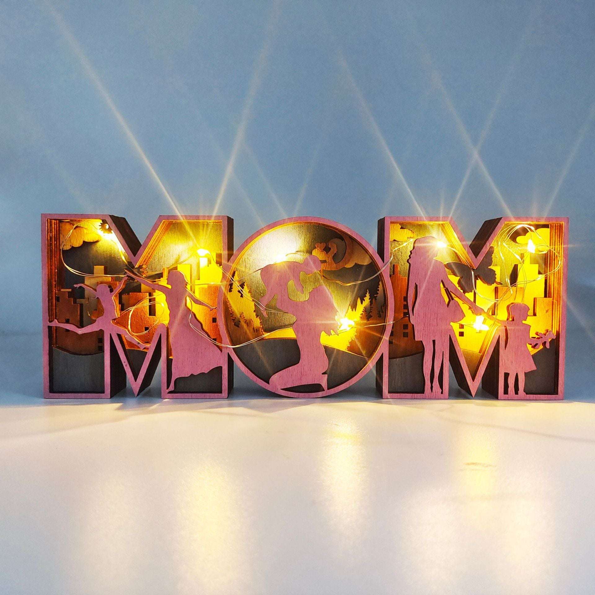 Radiant Moments Wooden MOM or DAD Shadow Box Light - Exactly Bliss