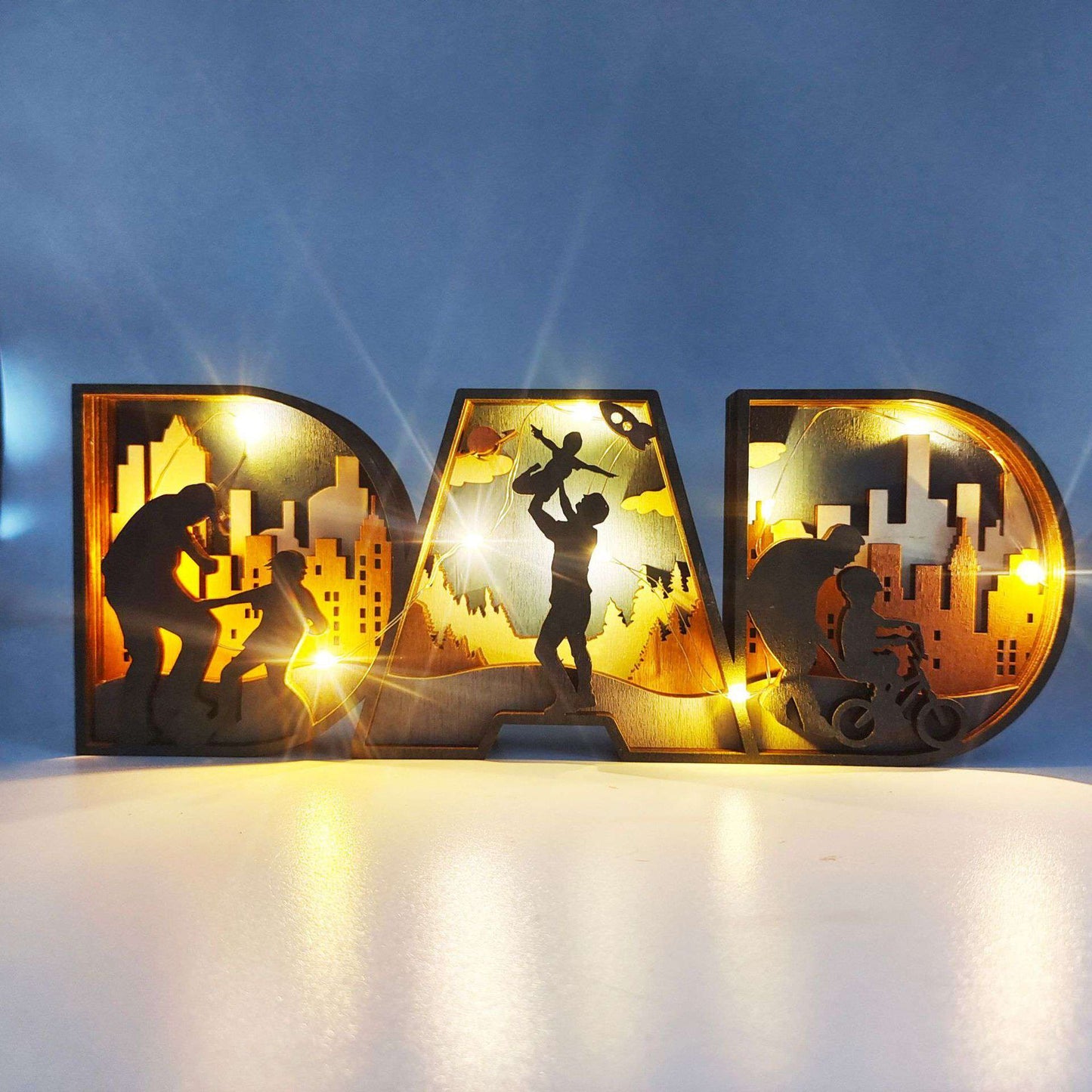 Radiant Moments Wooden MOM or DAD Shadow Box Light - Exactly Bliss