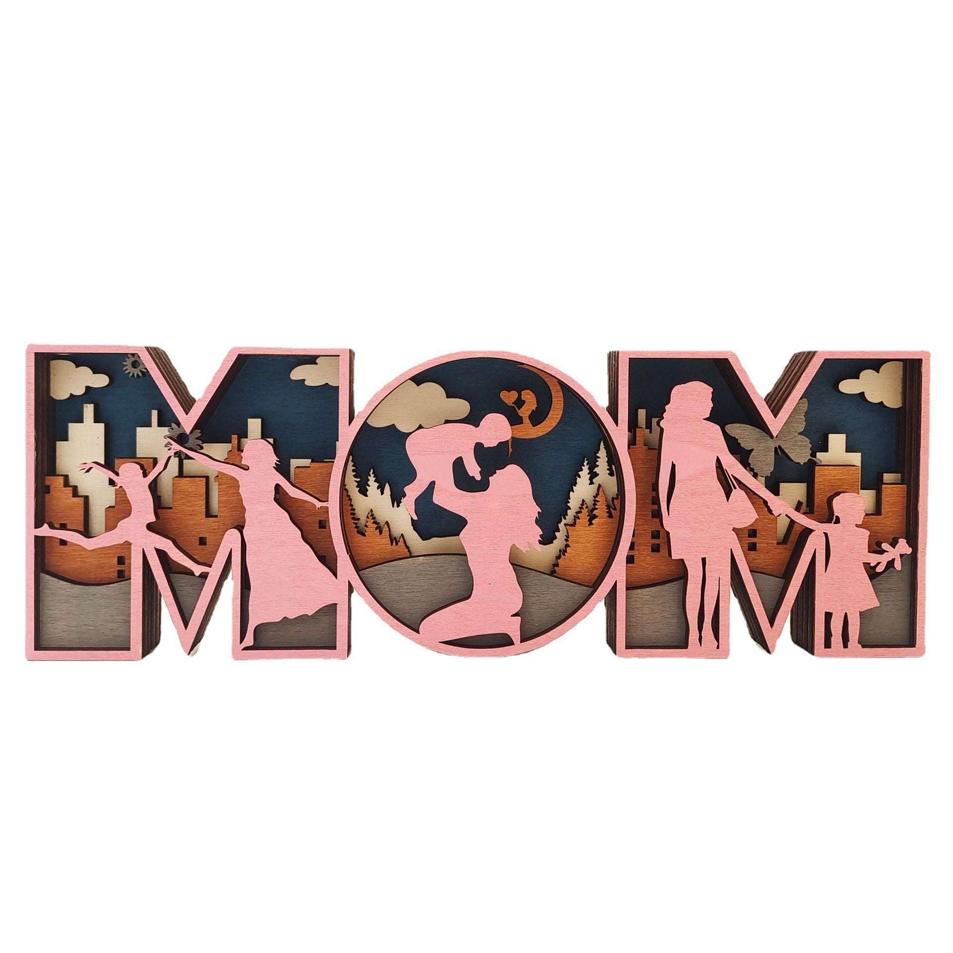 Radiant Moments Wooden MOM or DAD Shadow Box Light - Exactly Bliss