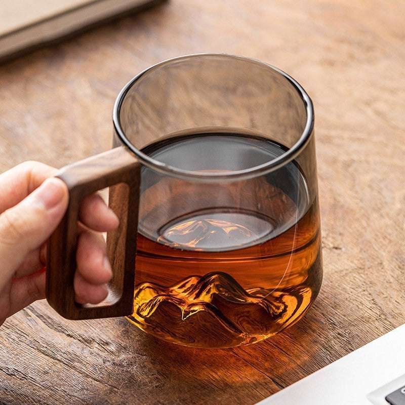 Stylish Glass Mug with Wooden Handle - Exactly Bliss