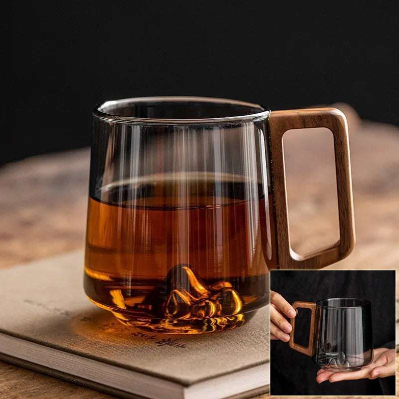 Stylish Glass Mug with Wooden Handle - Exactly Bliss