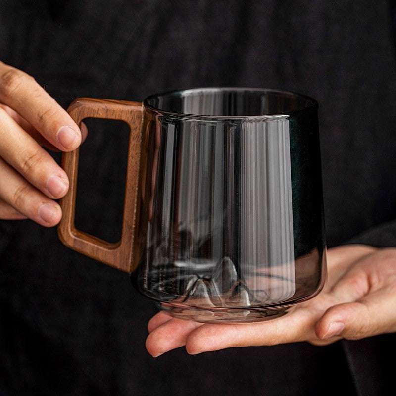Stylish Glass Mug with Wooden Handle - Exactly Bliss