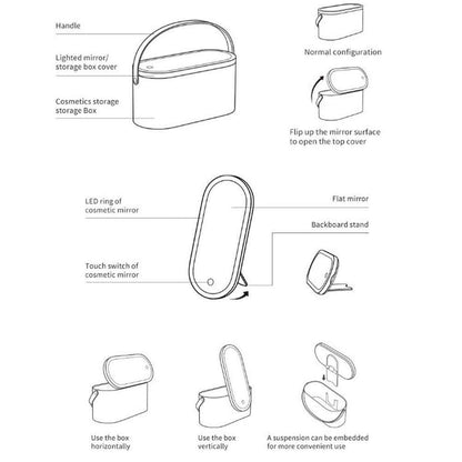 Travel LED Light &amp; Mirror Make - up Storage Box - Exactly Bliss