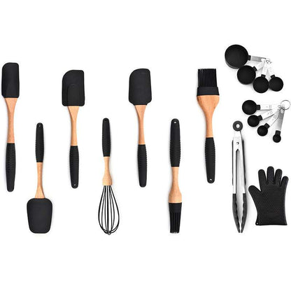 Wooden Handle Silicone Utensils - Exactly Bliss