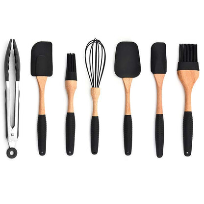 Wooden Handle Silicone Utensils - Exactly Bliss