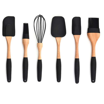 Wooden Handle Silicone Utensils - Exactly Bliss